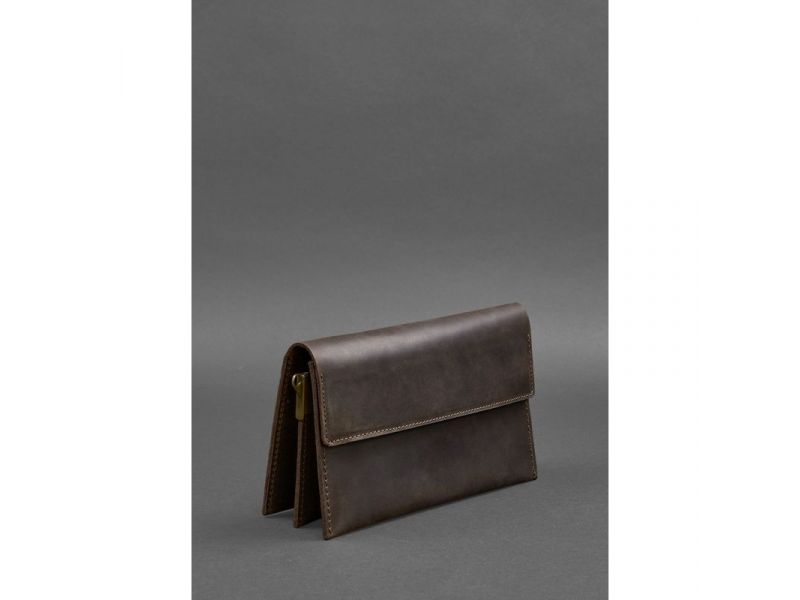 Кожаный мужской клатч-барсетка 3.0 темно-коричневый Crazy Horse, фото 4