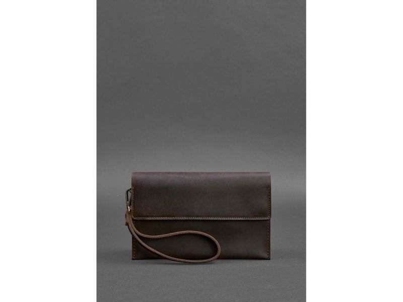 Кожаный мужской клатч-барсетка 3.0 темно-коричневый Crazy Horse, фото 2