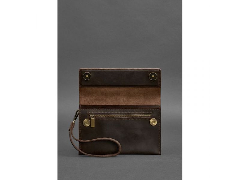 Кожаный мужской клатч-барсетка 3.0 темно-коричневый Crazy Horse, фото 5