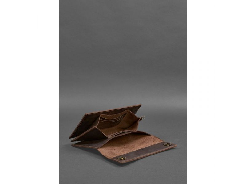 Кожаный мужской клатч-барсетка 3.0 темно-коричневый Crazy Horse, фото 8