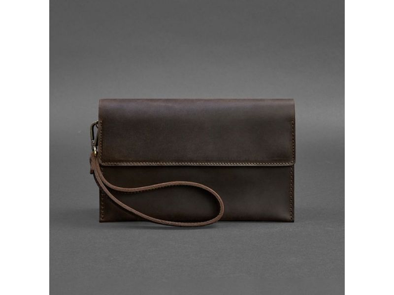Кожаный мужской клатч-барсетка 3.0 темно-коричневый Crazy Horse, фото 9