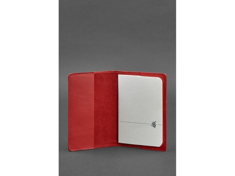 Кожаная обложка для паспорта и военного билета 1.3 красная, фото 2