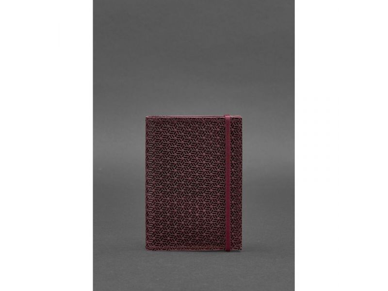 Кожаная обложка для паспорта 2.0 бордовая Карбон, фото 1