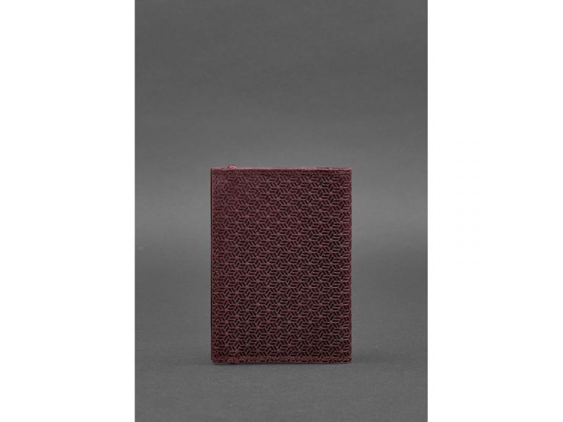 Кожаная обложка для паспорта 2.0 бордовая Карбон, фото 5