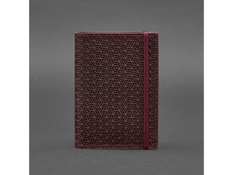 Кожаная обложка для паспорта 2.0 бордовая Карбон, фото 6