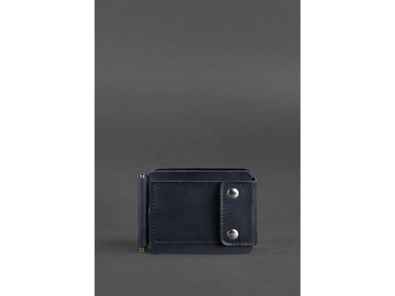 Мужское кожаное портмоне синее 10.0 зажим для денег Crazy Horse, фото 1