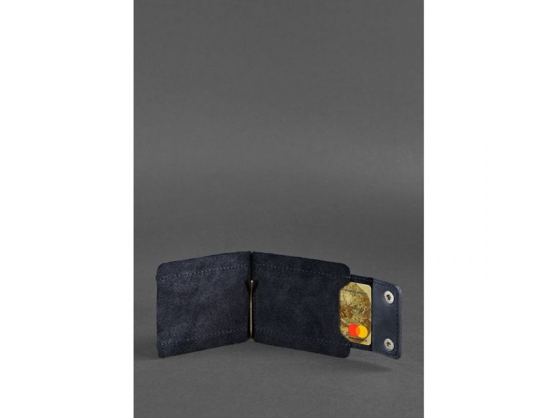 Мужское кожаное портмоне синее 10.0 зажим для денег Crazy Horse, фото 5