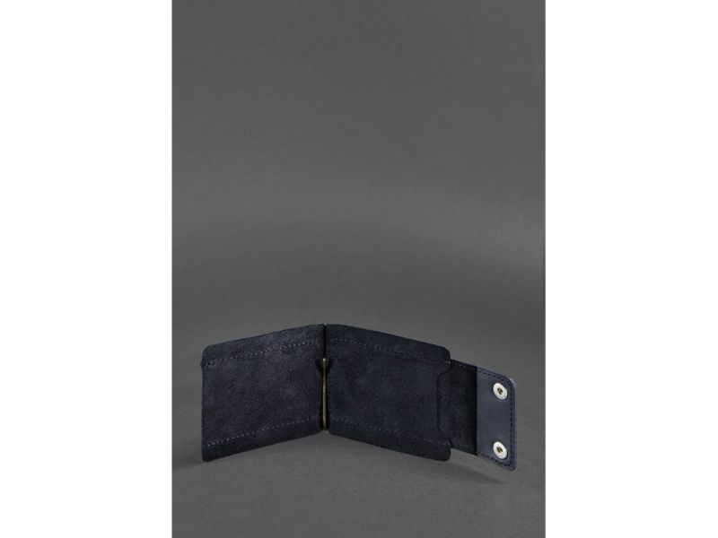 Мужское кожаное портмоне синее 10.0 зажим для денег Crazy Horse, фото 3
