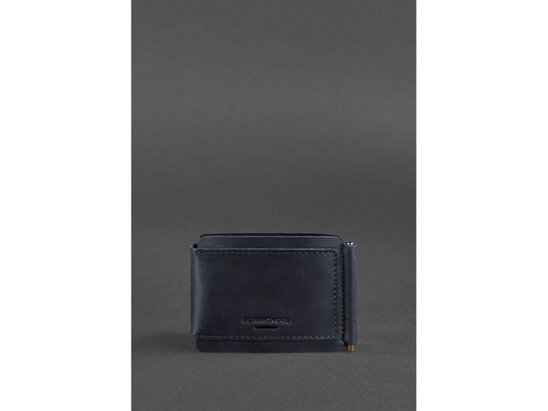 Мужское кожаное портмоне синее 10.0 зажим для денег Crazy Horse, фото 6