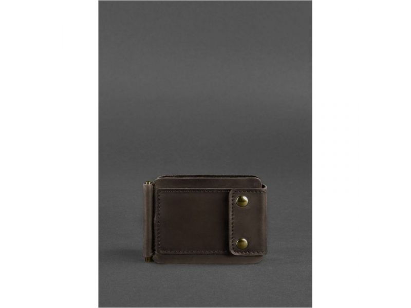 Мужское кожаное портмоне темно-коричневое 10.0 зажим для денег Crazy Horse, фото 1