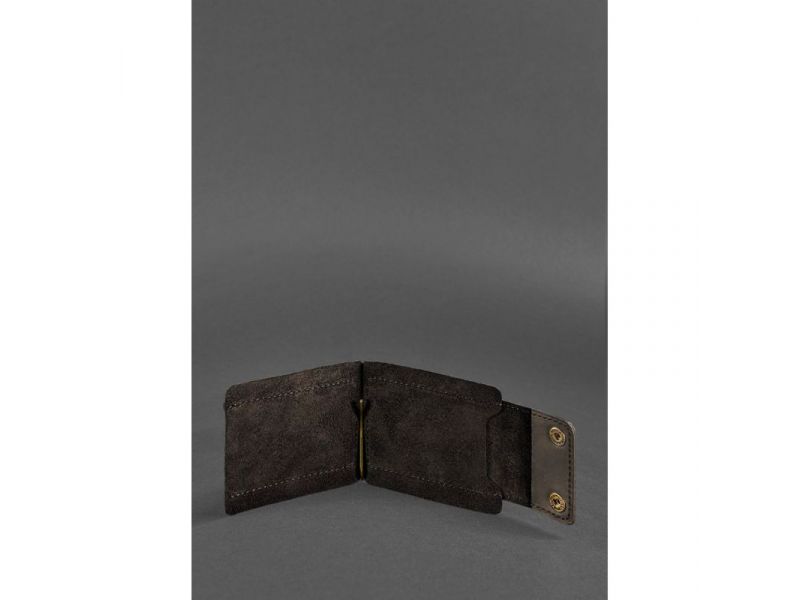 Мужское кожаное портмоне темно-коричневое 10.0 зажим для денег Crazy Horse, фото 3