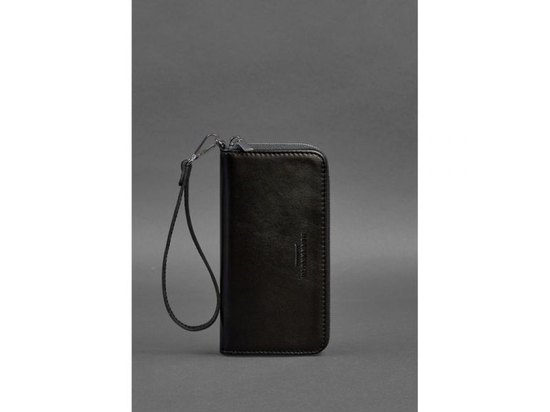 Кожаное портмоне на молнии 6.1 Черное, фото 3