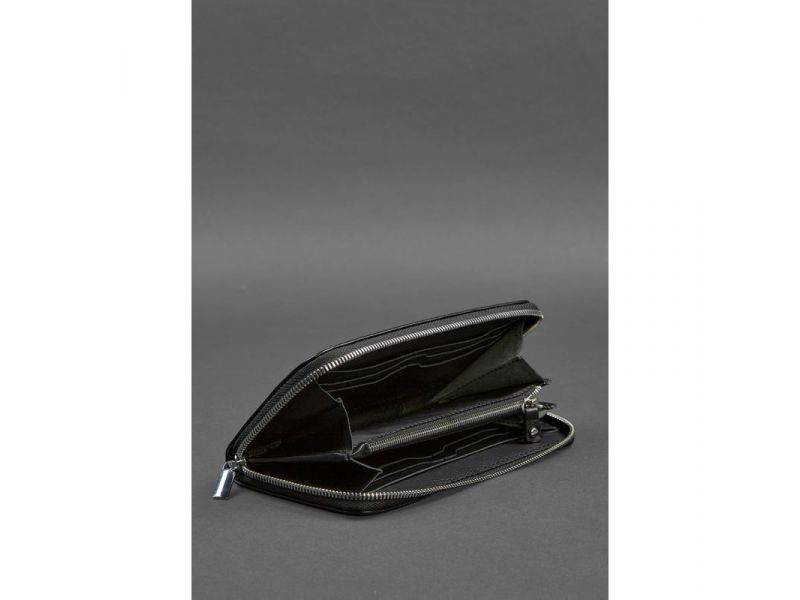 Кожаное портмоне на молнии 6.1 Черное, фото 2
