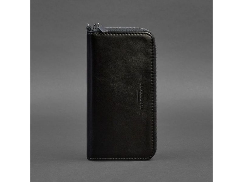 Кожаное портмоне на молнии 6.1 Черное, фото 5