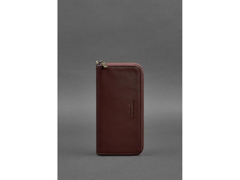 Кожаное портмоне на молнии 6.1 Бордовое, фото 1