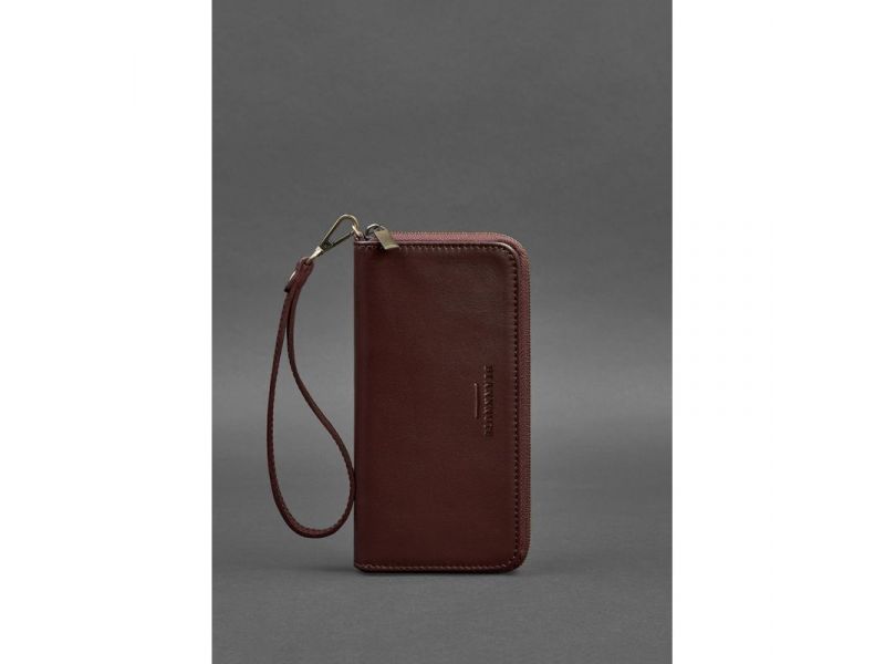 Кожаное портмоне на молнии 6.1 Бордовое, фото 3
