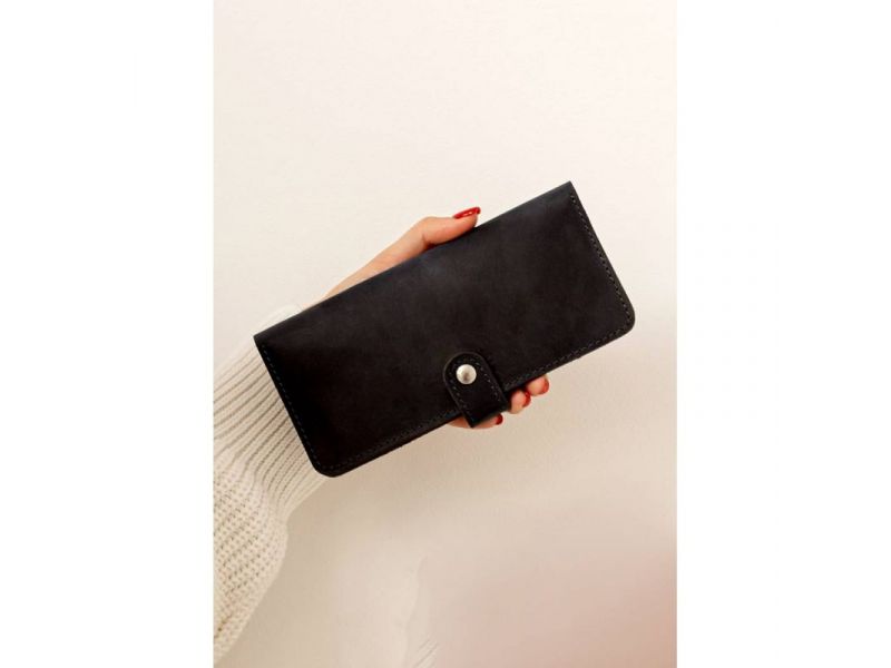 Кожаное портмоне 7.0 Черное Crazy Horse, фото 1