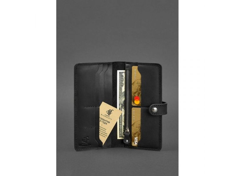 Кожаное портмоне 7.0 Черное Crazy Horse, фото 3