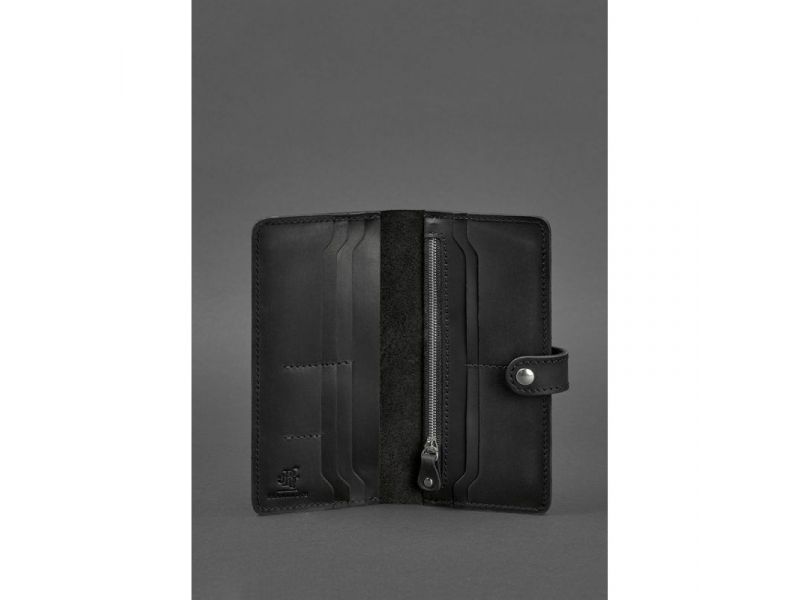 Кожаное портмоне 7.0 Черное Crazy Horse, фото 4