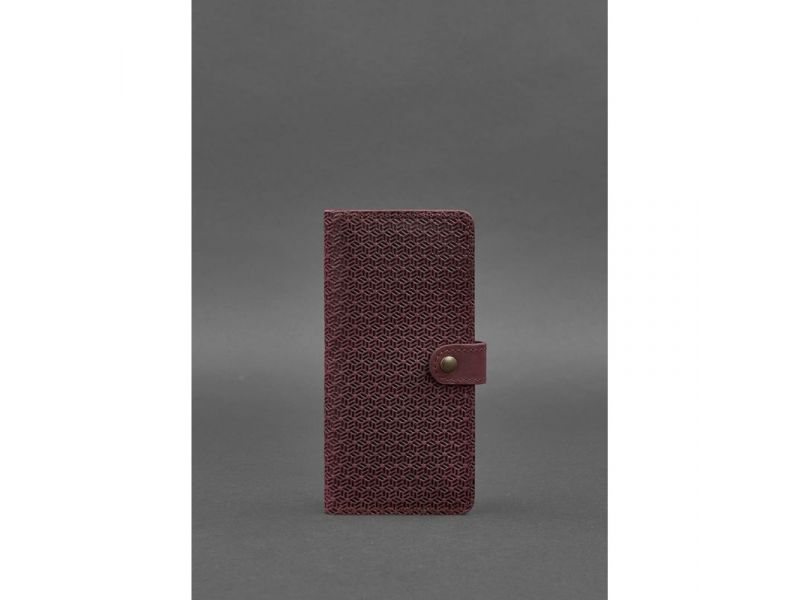 Кожаное портмоне 7.0 Карбон Бордовый, фото 1