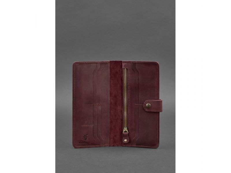 Кожаное портмоне 7.0 Карбон Бордовый, фото 3