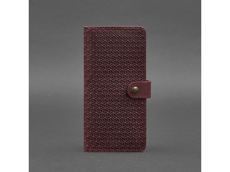 Кожаное портмоне 7.0 Карбон Бордовый, фото 5