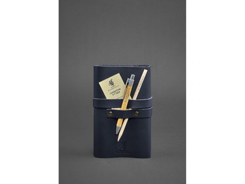 Кожаный блокнот (Софт-бук) 1.0 Темно-синий Краст, фото 3