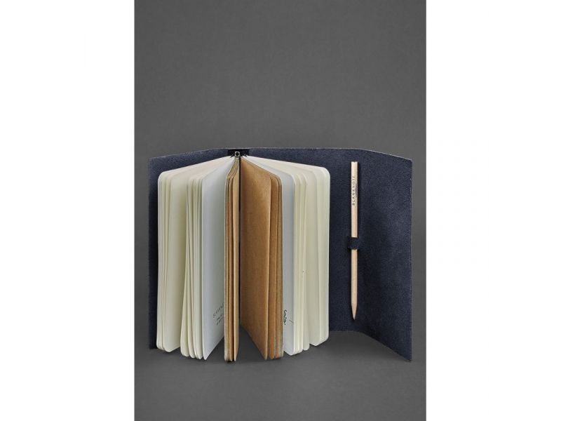 Кожаный блокнот (Софт-бук) 1.0 Темно-синий Краст, фото 2