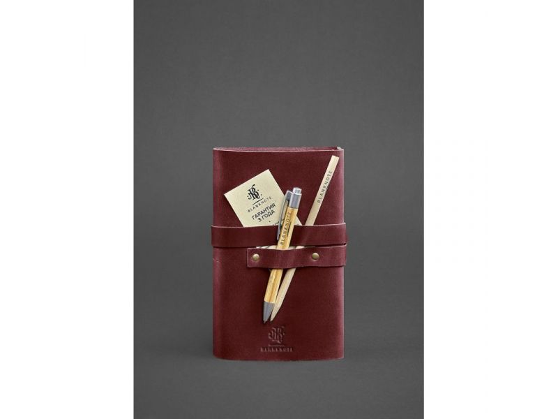 Женский кожаный блокнот (Софт-бук) 1.0 бордовый Crazy Horse, фото 3