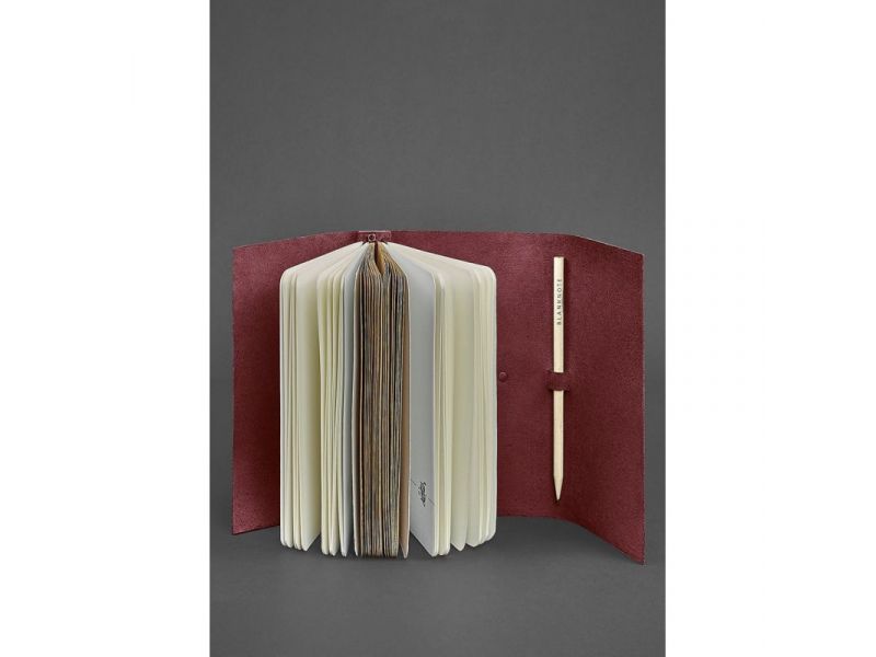 Женский кожаный блокнот (Софт-бук) 1.0 бордовый Crazy Horse, фото 2