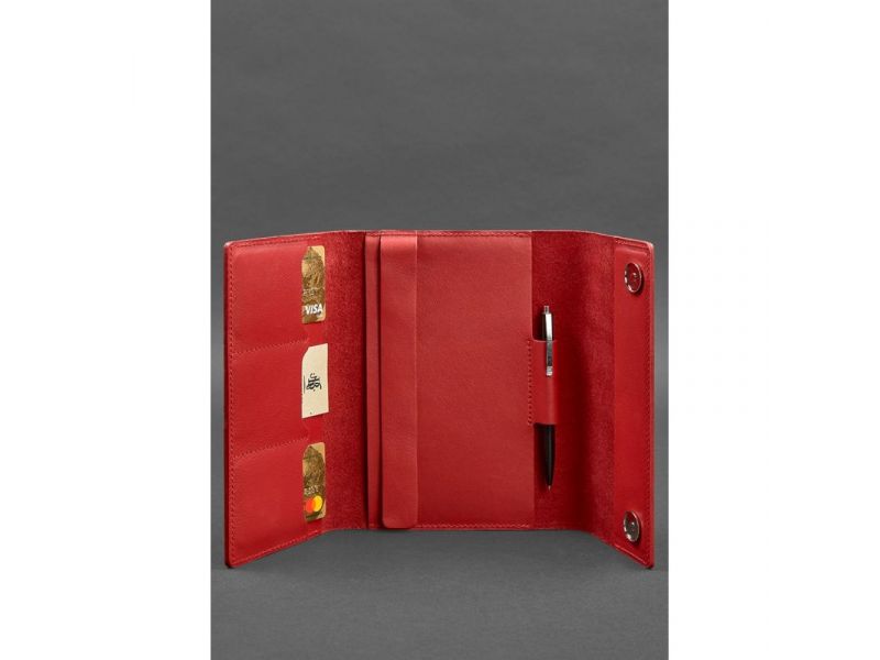 Кожаный красный блокнот (Софт-бук) 5.1 для женщин, фото 3