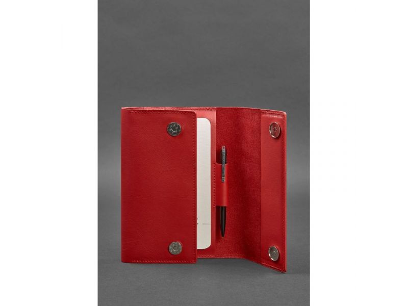 Кожаный красный блокнот (Софт-бук) 5.1 для женщин, фото 4