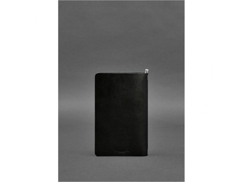 Угольно-черный кожаный блокнот (софт-бук) 8.0 на резинке, фото 3
