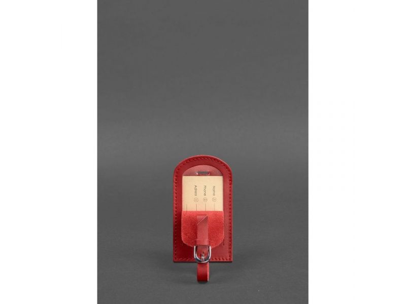 Кожаная бирка для багажа 2.0 Красная, фото 2