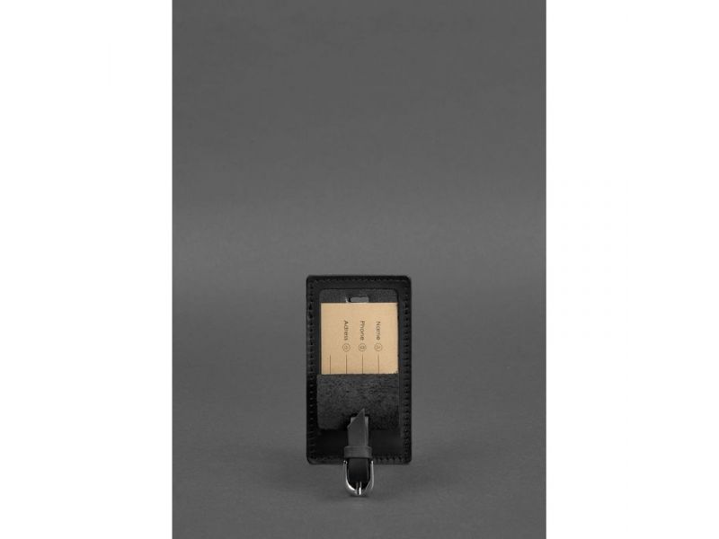 Кожаная бирка для багажа 3.0 Черная Crazy Horse, фото 2