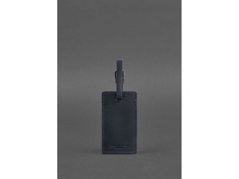 Кожаная бирка для багажа 3.0 Темно-синяя Crazy Horse, фото 3