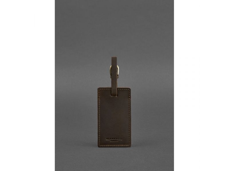Кожаная бирка для багажа 3.0 Темно-коричневая Crazy Horse, фото 3