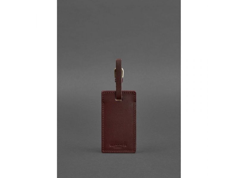 Кожаная бирка для багажа 3.0 Бордовая Краст, фото 3