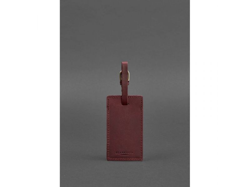 Кожаная бирка для багажа 3.0 Бордовая Crazy Horse, фото 3
