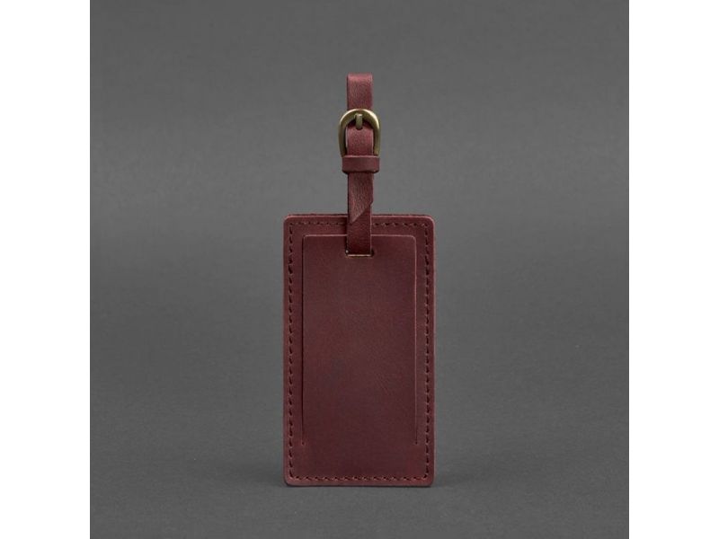 Кожаная бирка для багажа 3.0 Бордовая Crazy Horse, фото 4