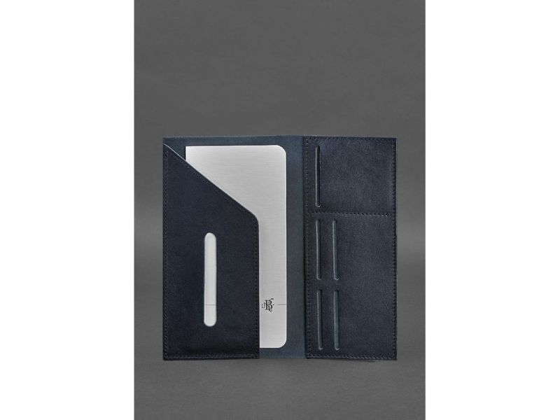 Кожаный тревел-кейс 3.1 темно-синий Краст, фото 3