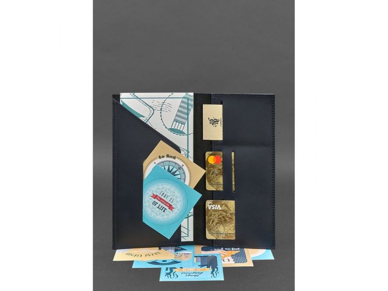 Кожаный тревел-кейс 3.1 темно-синий Crazy Horse, фото 2