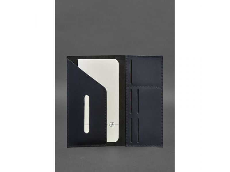 Кожаный тревел-кейс 3.1 темно-синий Crazy Horse, фото 3