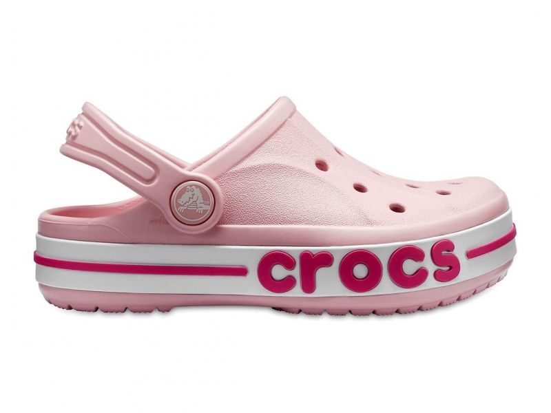 Crocs Kids Bayaband Clog — детские розовые сабо сбоку, оригинал