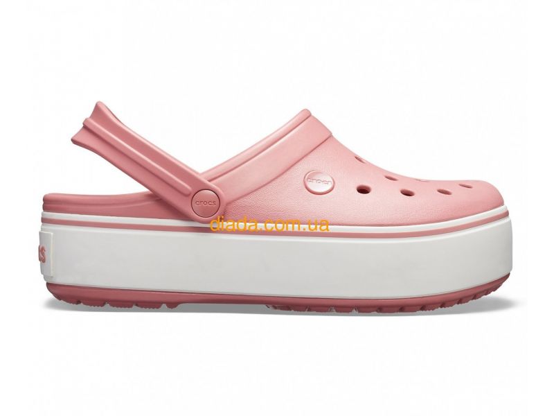 Кроксы женские пудровые с белой платформой Сабо Crocs Crocband Platform Clog, фото 3