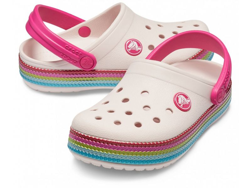 Kids' Crocband™ Sequin Band Clog Кроксы детские радуга Сабо Crocs, фото 1