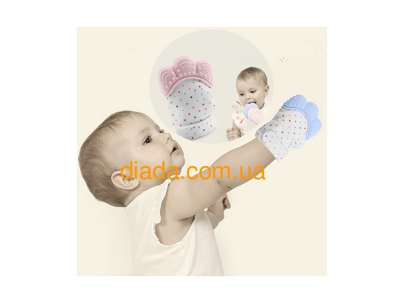Перчатка прорезыватель для зубов, детский грызунок голубая Лапка, грызунок, фото 4