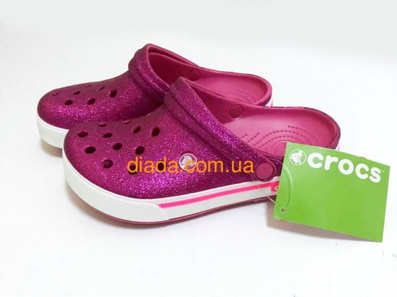 Кроксы женские малиновые блестящие Сабо Crocs, фото 1
