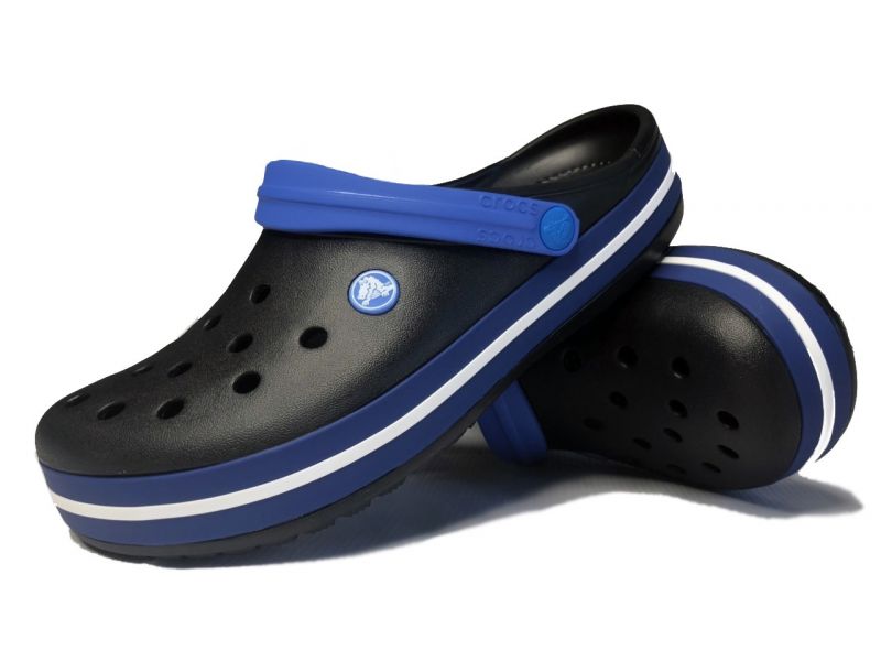 Crocs Crocband II.5  мужские ( крокс крокбенд ) . Кроксы черные с синей шлейкой сабо Крокс, фото 3