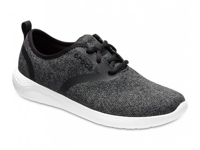 Кроссовки Crocs Men’s LiteRide™ Mesh Lace Черные с белым, тканевые, фото 1